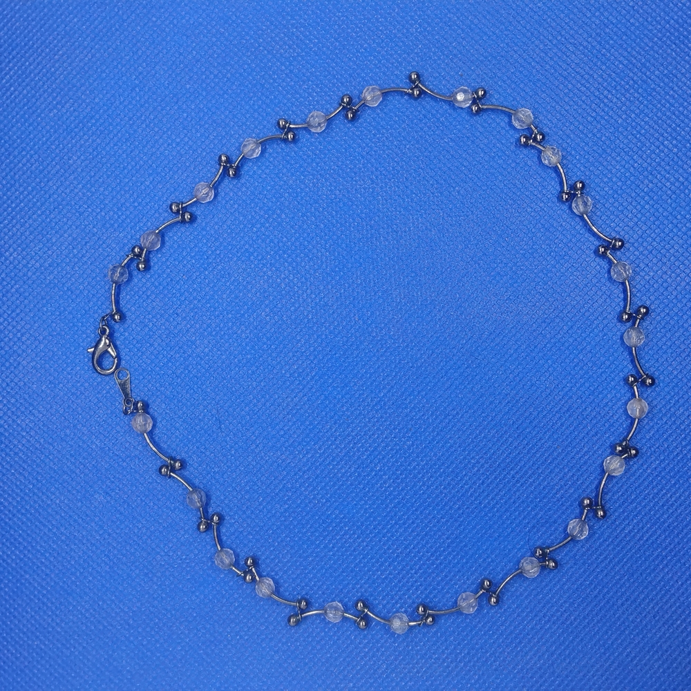 Elegant Gun-Metal  Beaded Necklace